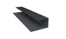 Планка П-образная завершающая сложная Корабельная Доска Grand Line 0,45 PE-Double с пленкой RAL 7024 мокрый асфальт (2м)