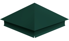 Колпак на столб 390х390мм с отливом 0,5 Satin с пленкой RAL 6005 зеленый мох