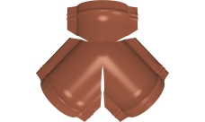 Тройник Y конька полукруглого Grand Line 0,5 Satin с пленкой RAL 8004 терракота
