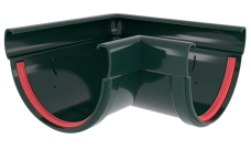 Угол желоба 90 град.Дизайн 135 ПВХ Grand Line зелёный (RAL 6005)