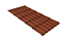 Металлочерепица "Квинта Юг" 0,5 PurLite Matt RAL 8004 терракота