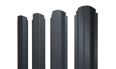 Штакетник П-образный A фигурный 0,45 Drap-double TX RAL 7024 мокрый асфальт