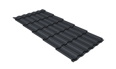 Металлочерепица "Квинта Юг" 0,5 Satin Matt TX RAL 7024 мокрый асфальт