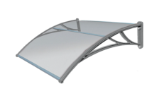 Козырек Krovent из поликарбоната 1500х930х280 прозрачный (серебристый кронштейн)