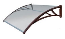 Козырек Krovent из поликарбоната усиленный 1505х1070х315 прозрачный (коричневый кронштейн)
