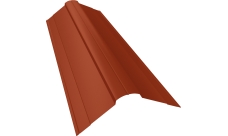 Планка конька фигурного 100х100 Grand Line 0,5 Satin с пленкой RAL 8004 терракота (2м)