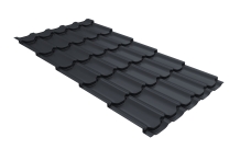 Металлочерепица "Квинта плюс" ("Kvinta plus") 0,5 PurPro RAL 7024 мокрый асфальт