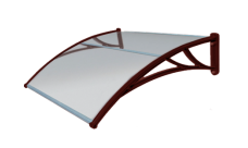 Козырек Krovent из поликарбоната 1500х930х280 прозрачный (красный кронштейн)