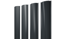 Штакетник Полукруглый Slim с прямым резом 0,45 PE-Double RAL 7016 антрацитово-серый