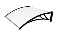Козырек Krovent из поликарбоната 1200х930х280 молочный (черный кронштейн)