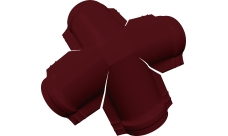 Четверник конька малого полукруглого Grand Line 0,45 PE с пленкой RAL 3005 красное вино