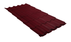 Металлочерепица "Квинта плюс" ("Kvinta plus") 0,5 Satin RAL 3005 красное вино