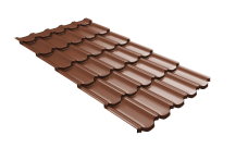 Металлочерепица "Квинта плюс3D" ("Kvinta plus3D") 0,5 PurLite Matt RAL 8004 терракота